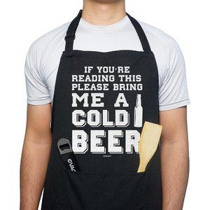 Vagavy  89*67cm Mens 100% Cotton Black 2 pockets Drawstring closure Aprons